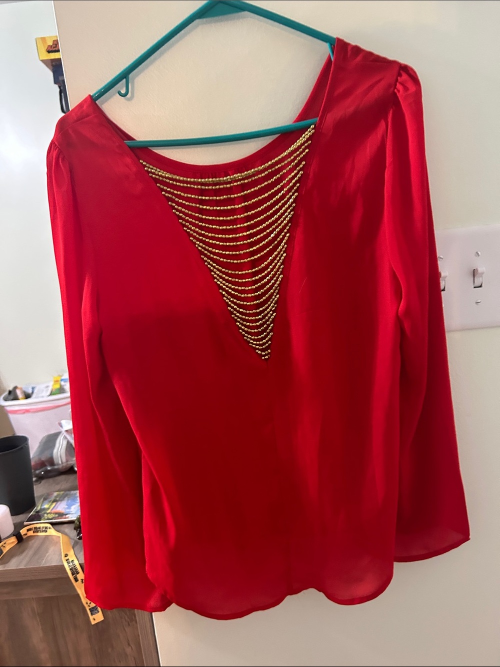 Long Sleeve Sheer Long sleeve Top with Back Chains - Picture 6 of 6